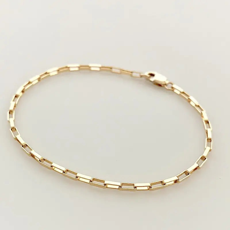 Pulsera de Cadena Rellenada de Oro Joyería Hecha a Mano